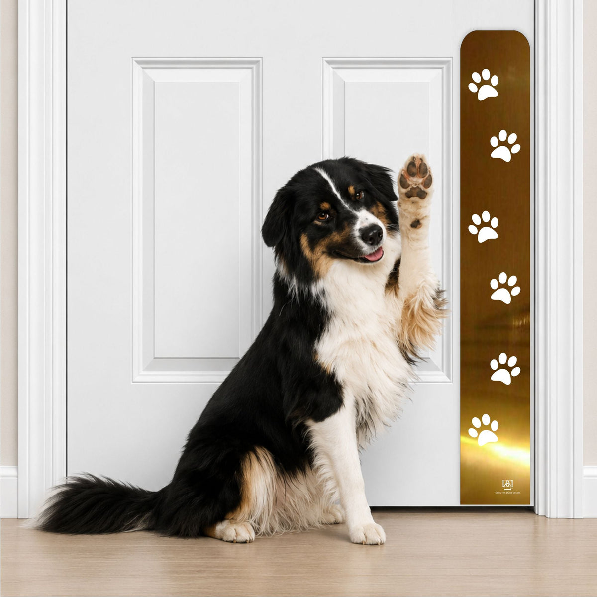 Paw Print Engraved Dog Scratch Protection Plate – Premium Door Guard