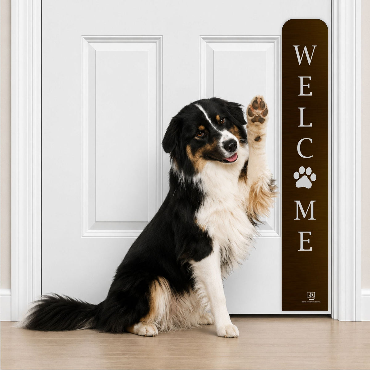 Welcome Paw Engraved Dog Scratch Protection Plate – Premium Door Guard