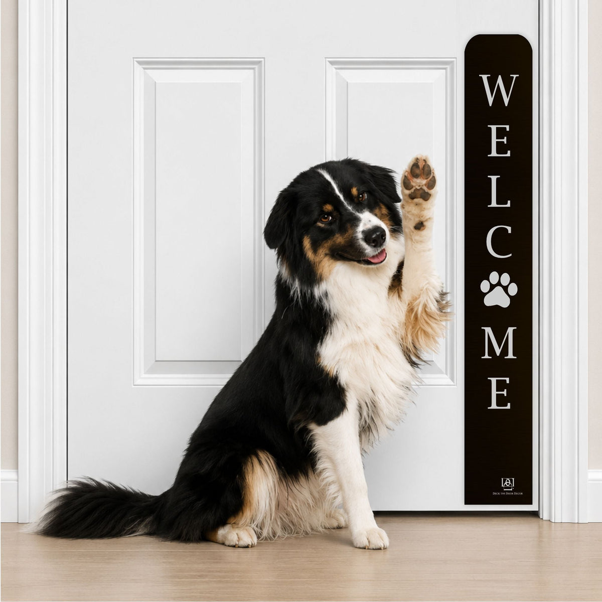 Welcome Paw Engraved Dog Scratch Protection Plate – Premium Door Guard