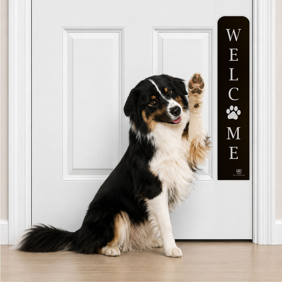 Welcome Paw Engraved Dog Scratch Protection Plate – Premium Door Guard