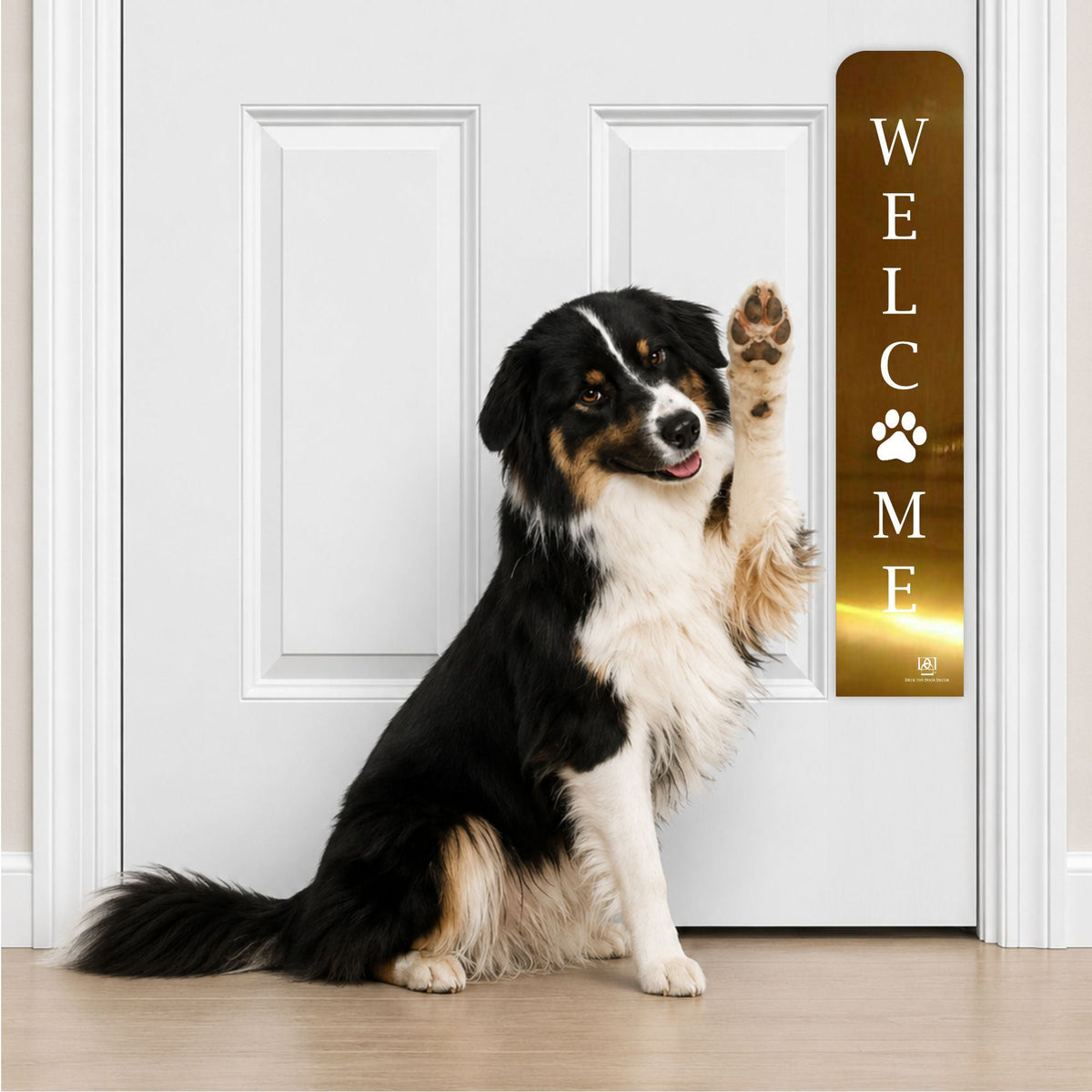 Welcome Paw Engraved Dog Scratch Protection Plate – Premium Door Guard