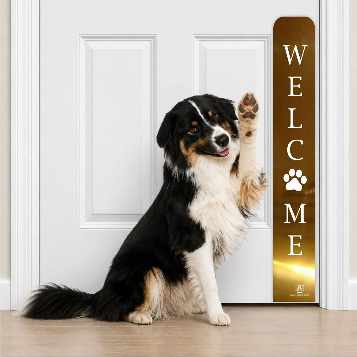 Welcome Paw Engraved Dog Scratch Protection Plate – Premium Door Guard