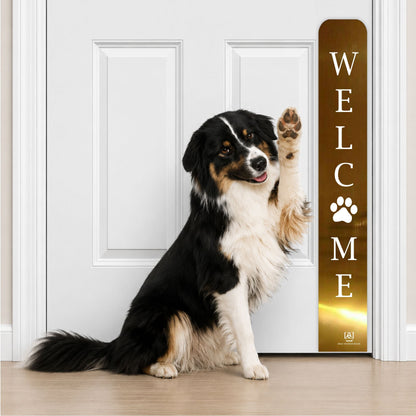 Welcome Paw Engraved Dog Scratch Protection Plate – Premium Door Guard