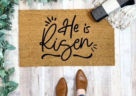 He Is Risen Easter Doormat