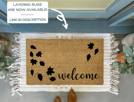 Fall Welcome Mat with Leaves