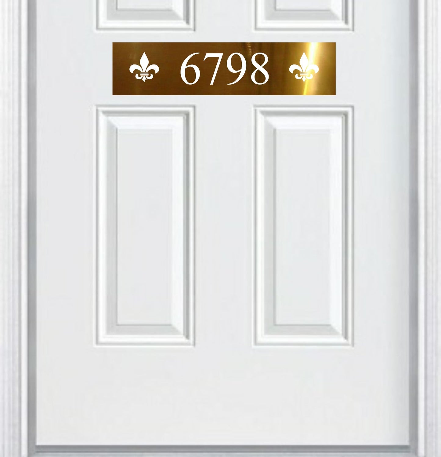Fleur de Lis Engraved Address Accent Plate - Custom French Home Number Sign - Anodized Aluminum