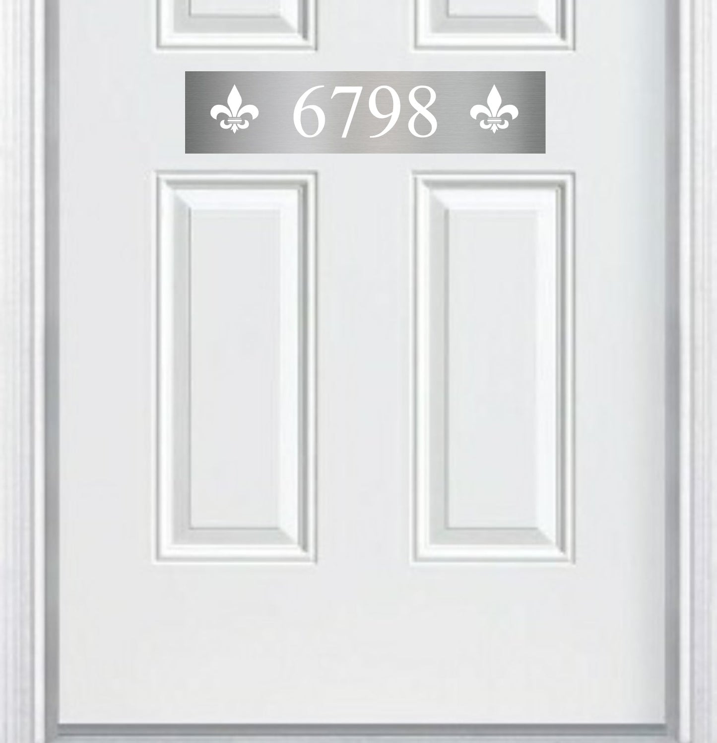 Fleur de Lis Engraved Address Accent Plate - Custom French Home Number Sign - Anodized Aluminum