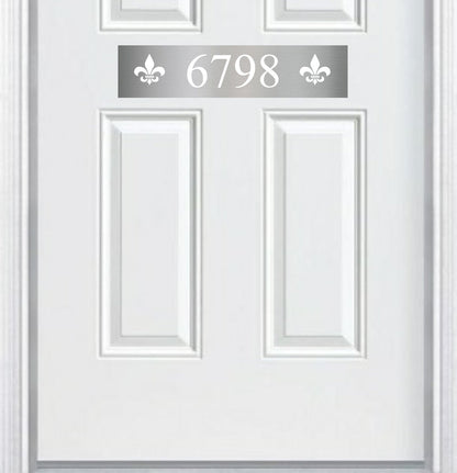 Fleur de Lis Engraved Address Accent Plate - Custom French Home Number Sign - Anodized Aluminum