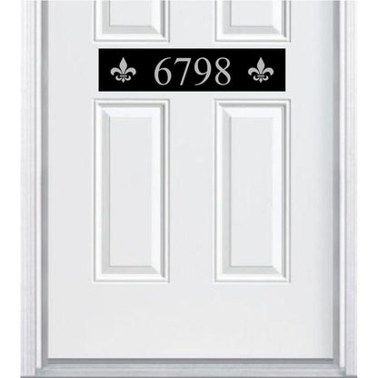 Fleur de Lis Engraved Address Accent Plate - Custom French Home Number Sign - Anodized Aluminum