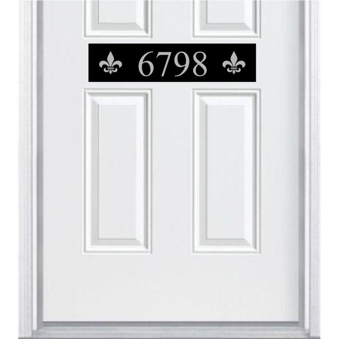 Fleur de Lis Engraved Address Accent Plate - Custom French Home Number Sign - Anodized Aluminum