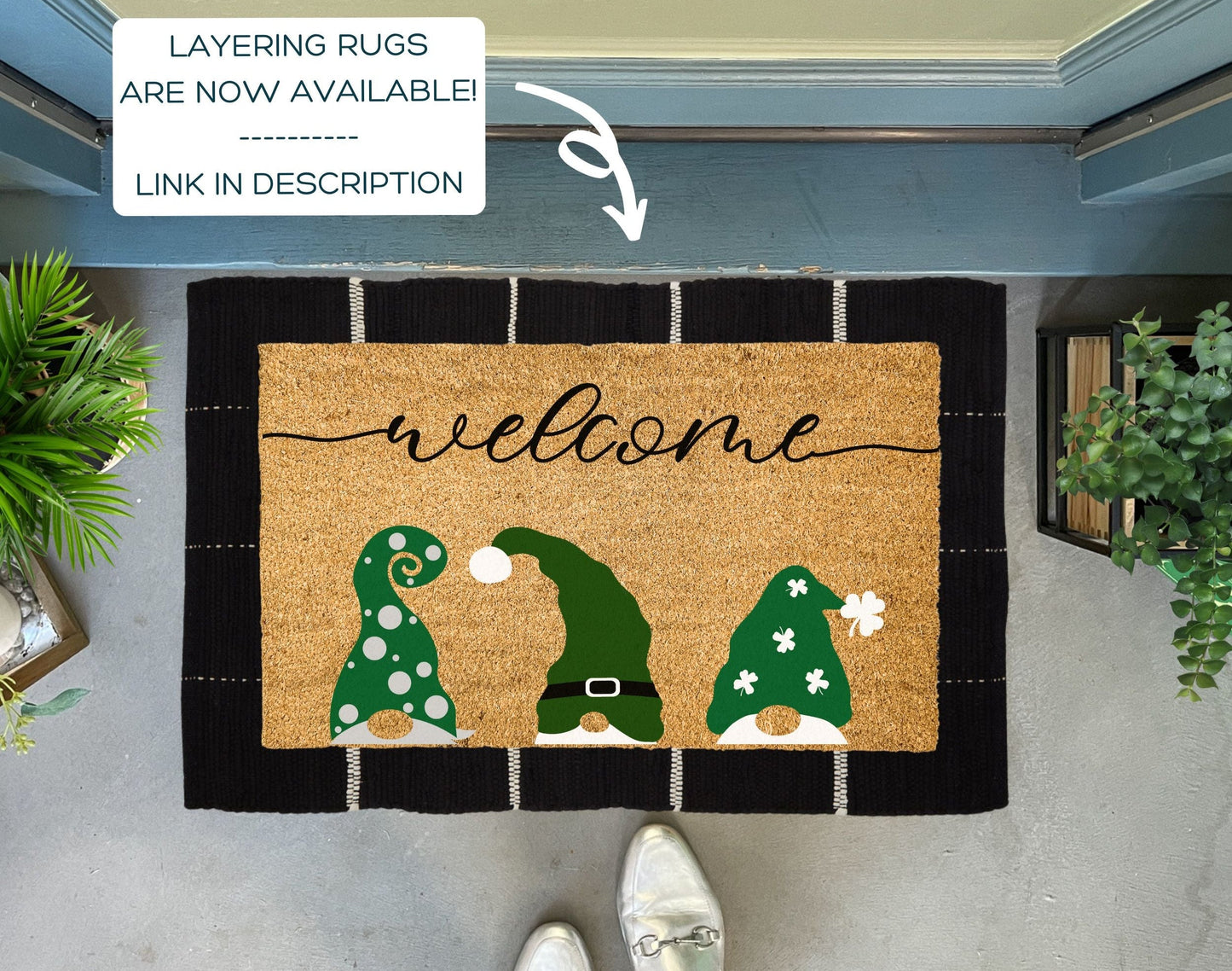 St. Patrick's Day Gnomes Door Mat