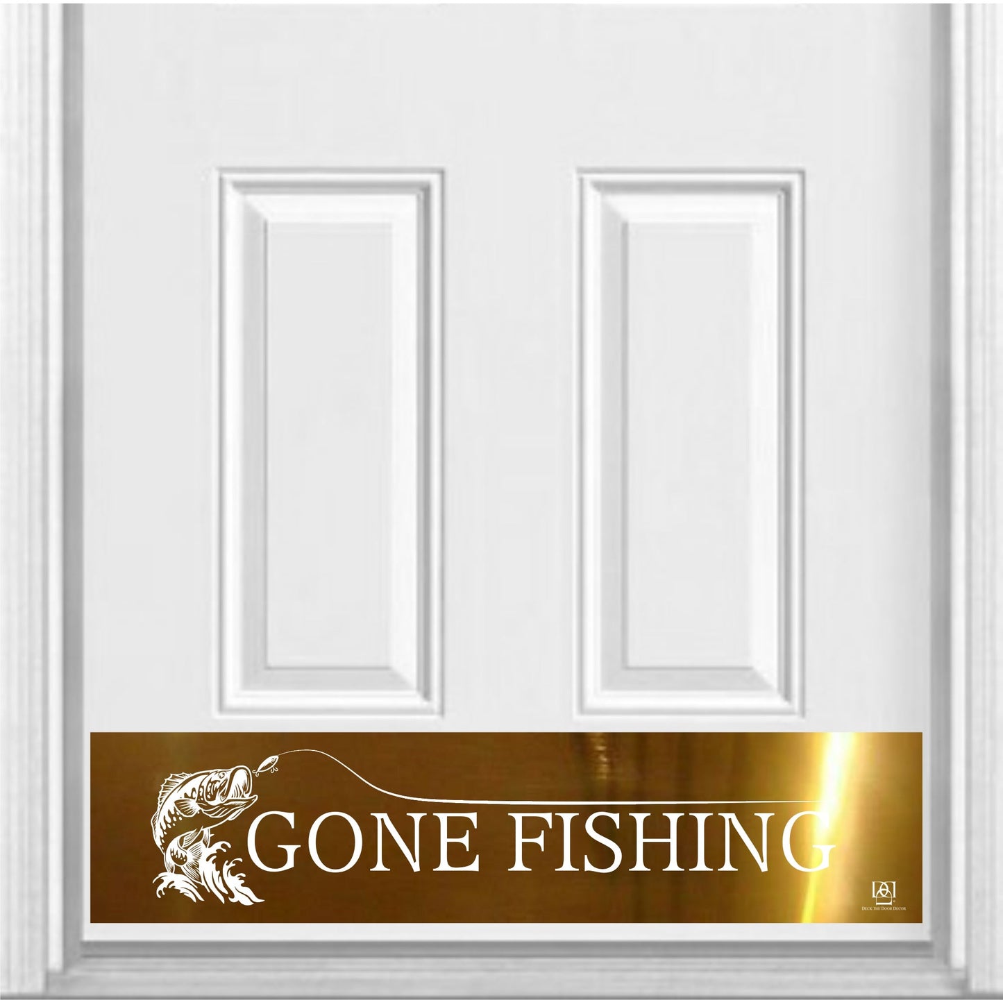 Gone Fishing Engraved Door Kick Plate - Lakeside & Cabin Entrance Protection