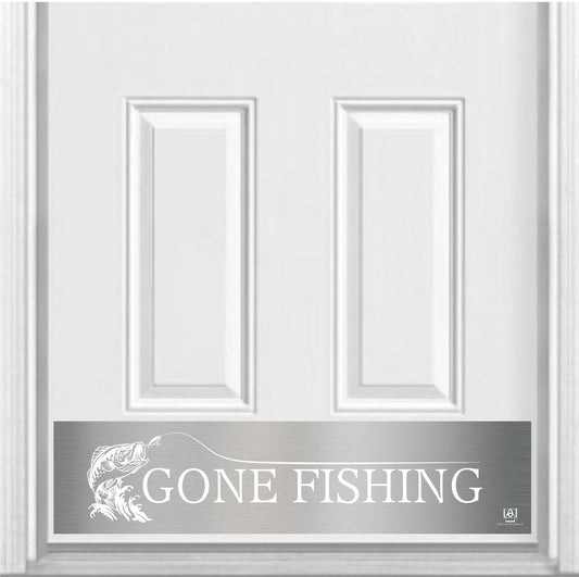 Gone Fishing Engraved Door Kick Plate - Lakeside & Cabin Entrance Protection