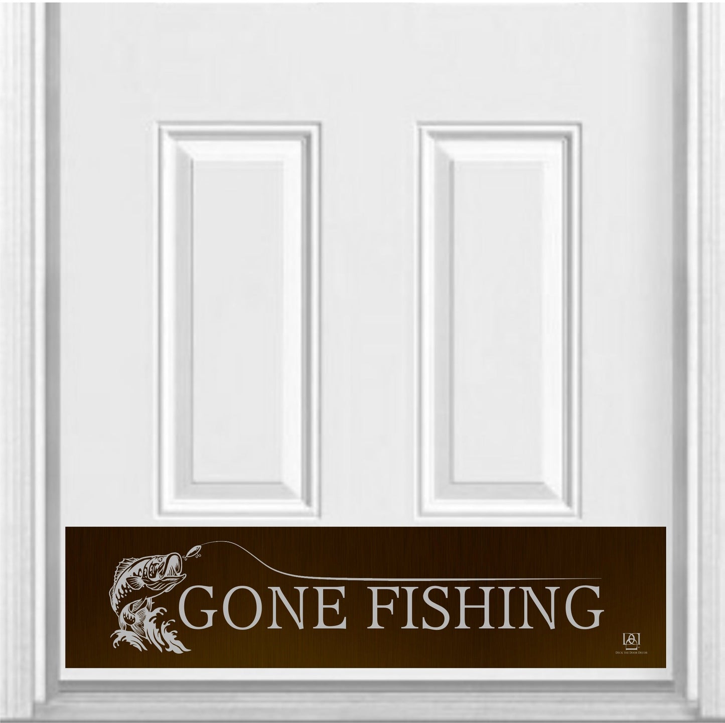 Gone Fishing Engraved Door Kick Plate - Lakeside & Cabin Entrance Protection
