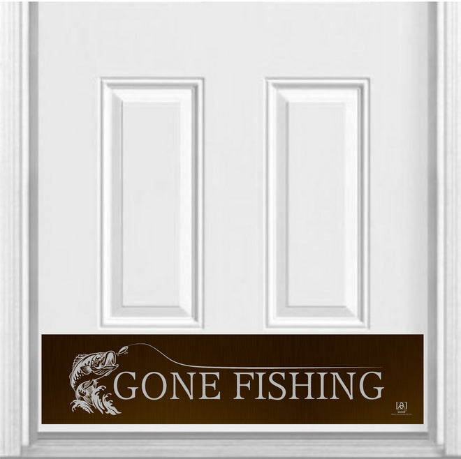 Gone Fishing Engraved Door Kick Plate - Lakeside & Cabin Entrance Protection