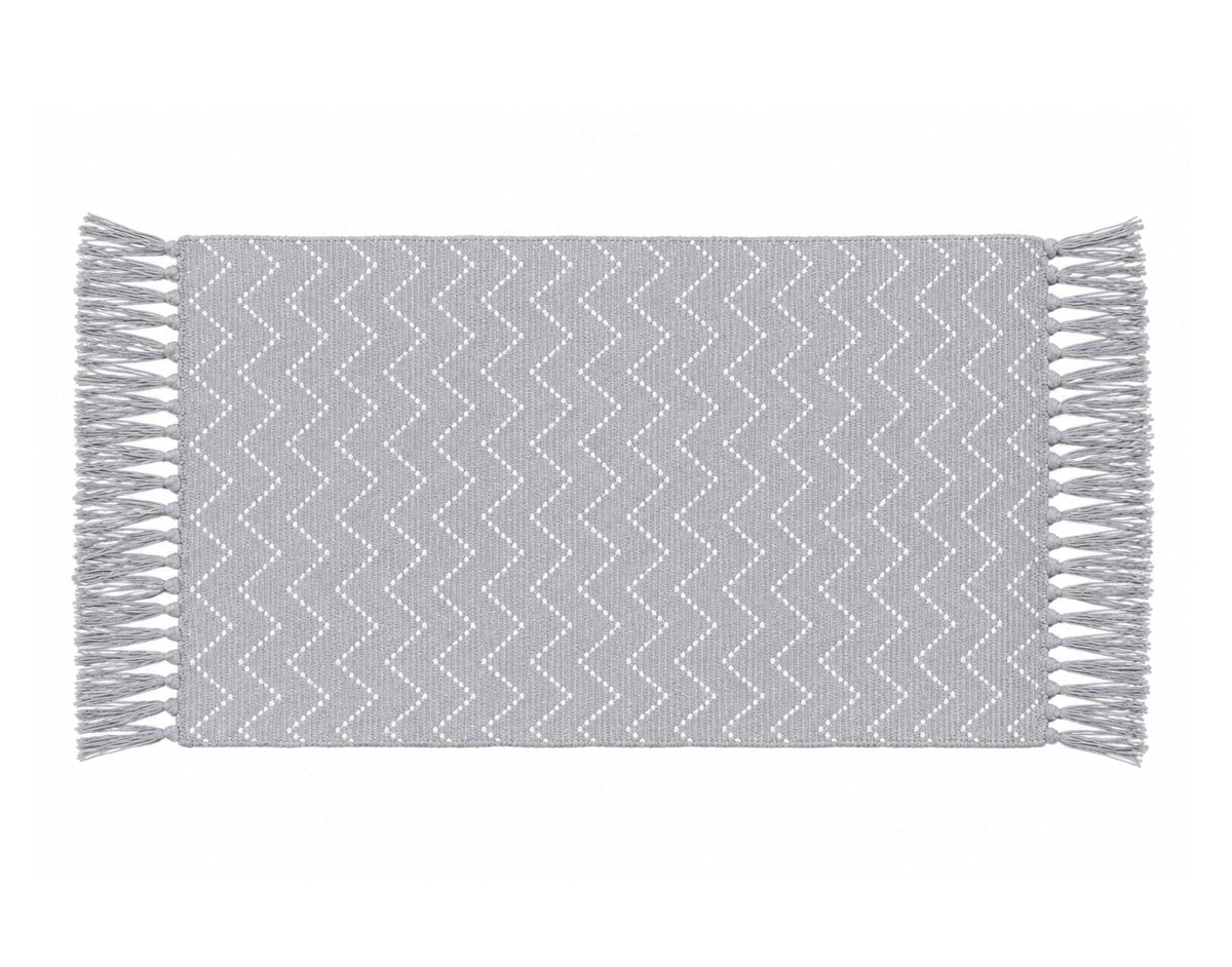 Grey and White Geometric Accent Rug