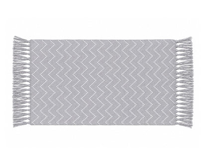 Grey and White Geometric Accent Rug