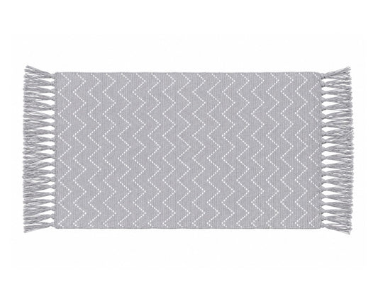 Grey and White Geometric Accent Rug