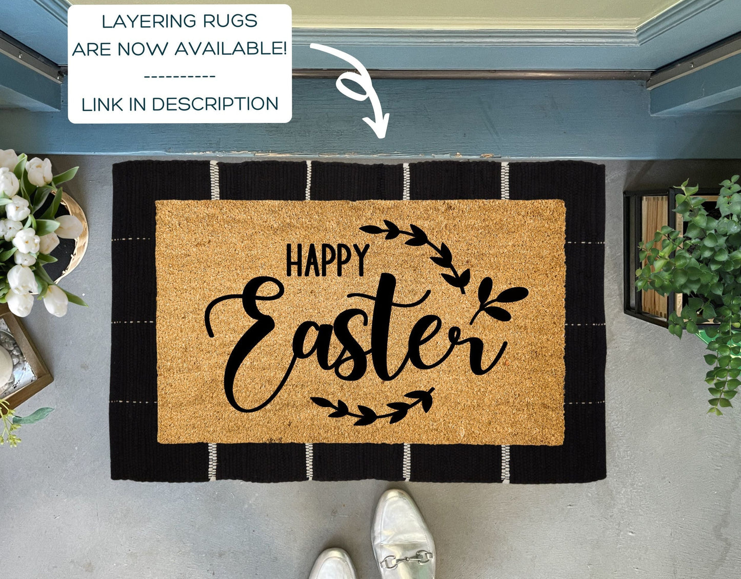 Happy Easter Floral Doormat