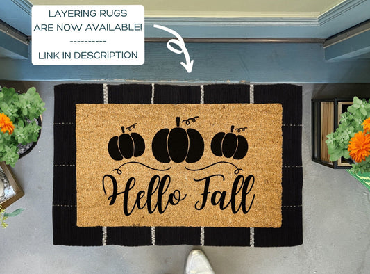 Hello Fall Doormat with Pumpkins