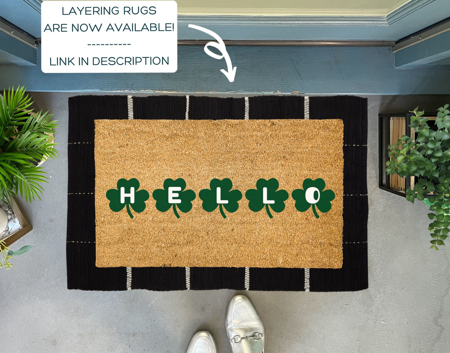 Shamrocks Hello Outdoor Door Mat