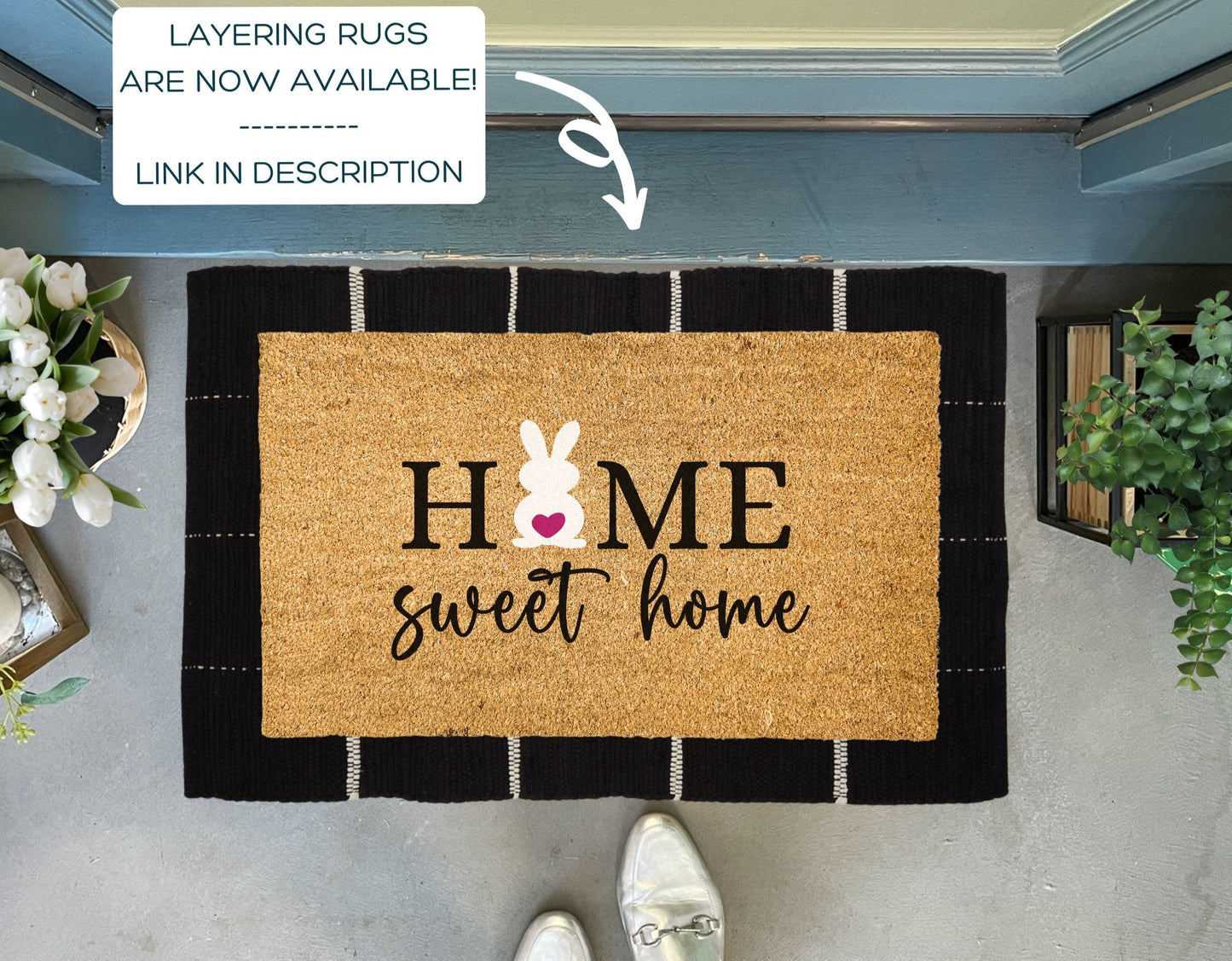 Home Sweet Home Easter Bunny Doormat