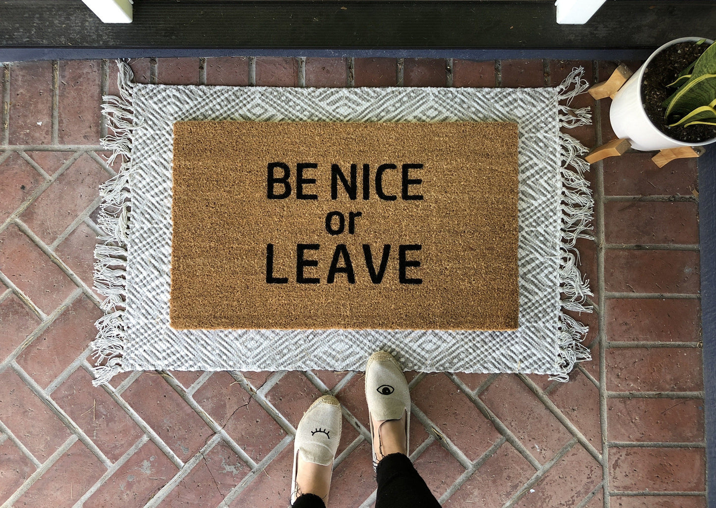 Be Nice Or Leave Funny Door Mat