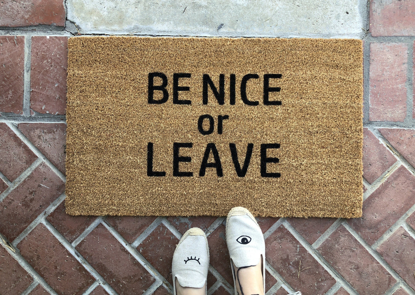 Be Nice Or Leave Funny Door Mat