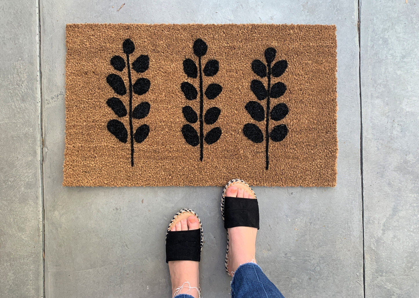 Modern Leaves Trio Outdoor Doormat