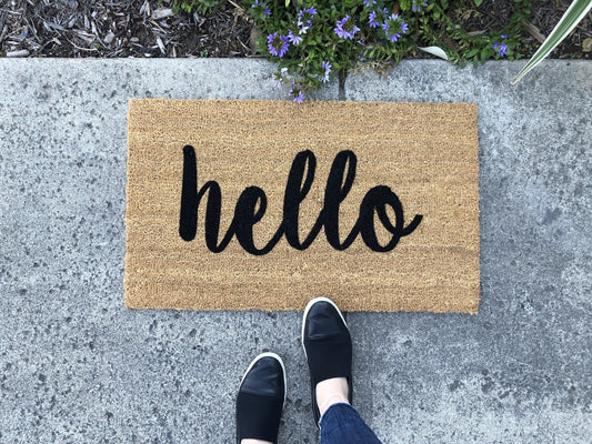 Farmhouse script hello Doormat