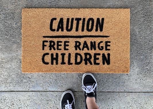 Caution Free Range Children Funny Doormat