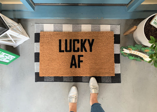 LUCKY AF Funny St. Patrick's Doormat