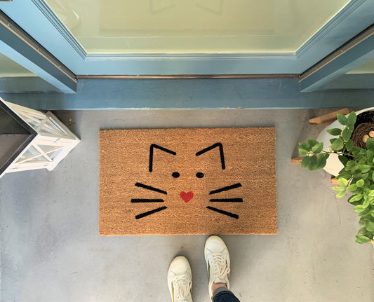 Cute Cat Face Outdoor Doormat