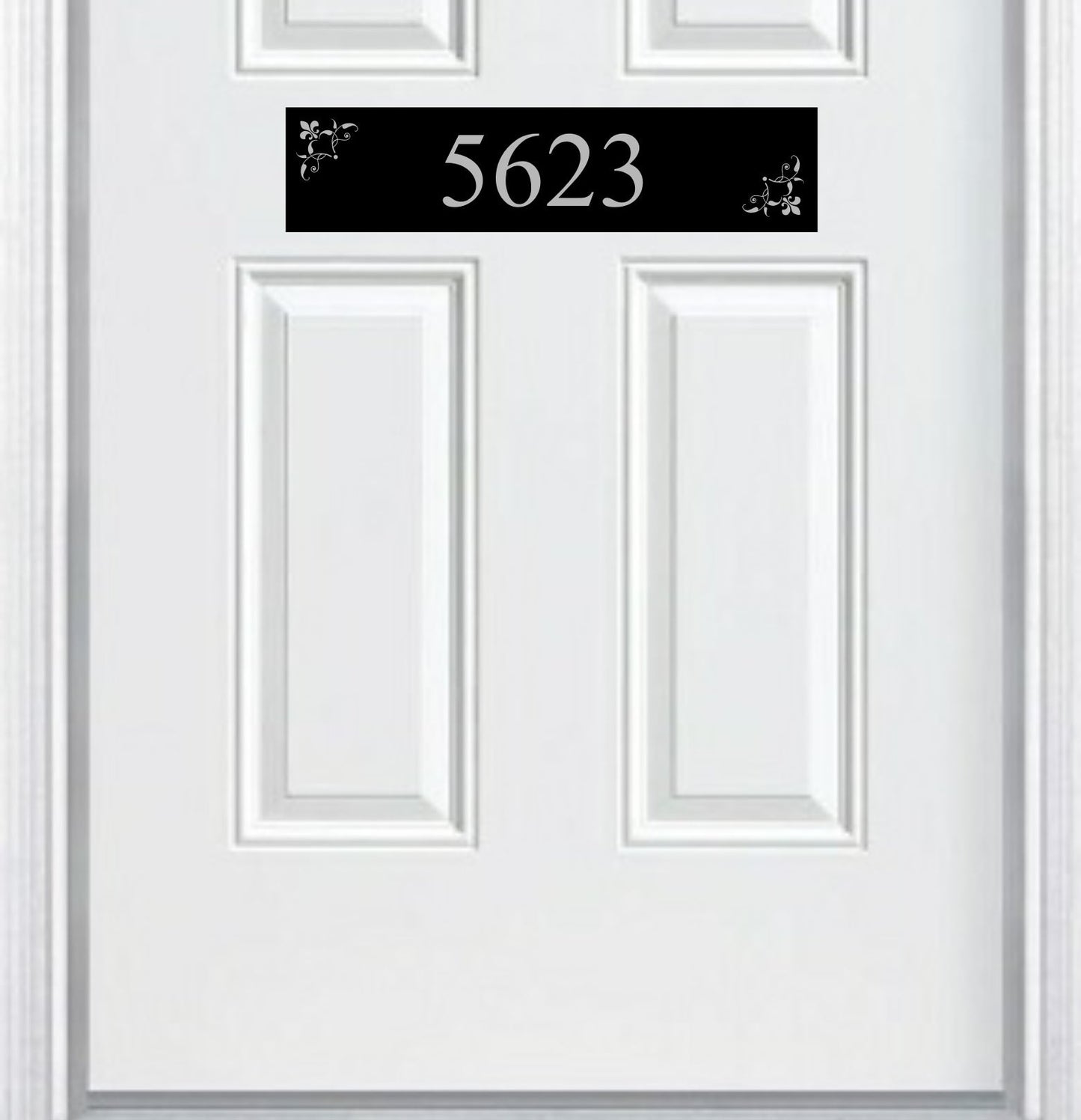 Johnson's Welcome Address Door Accent Plate - Custom Engraved Home Number Sign - Anodized Aluminum