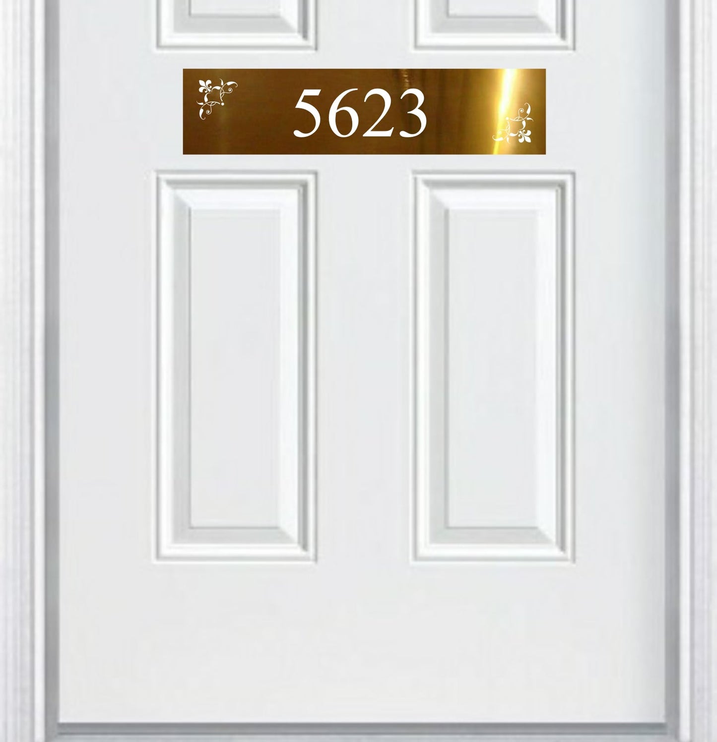 Johnson's Welcome Address Door Accent Plate - Custom Engraved Home Number Sign - Anodized Aluminum