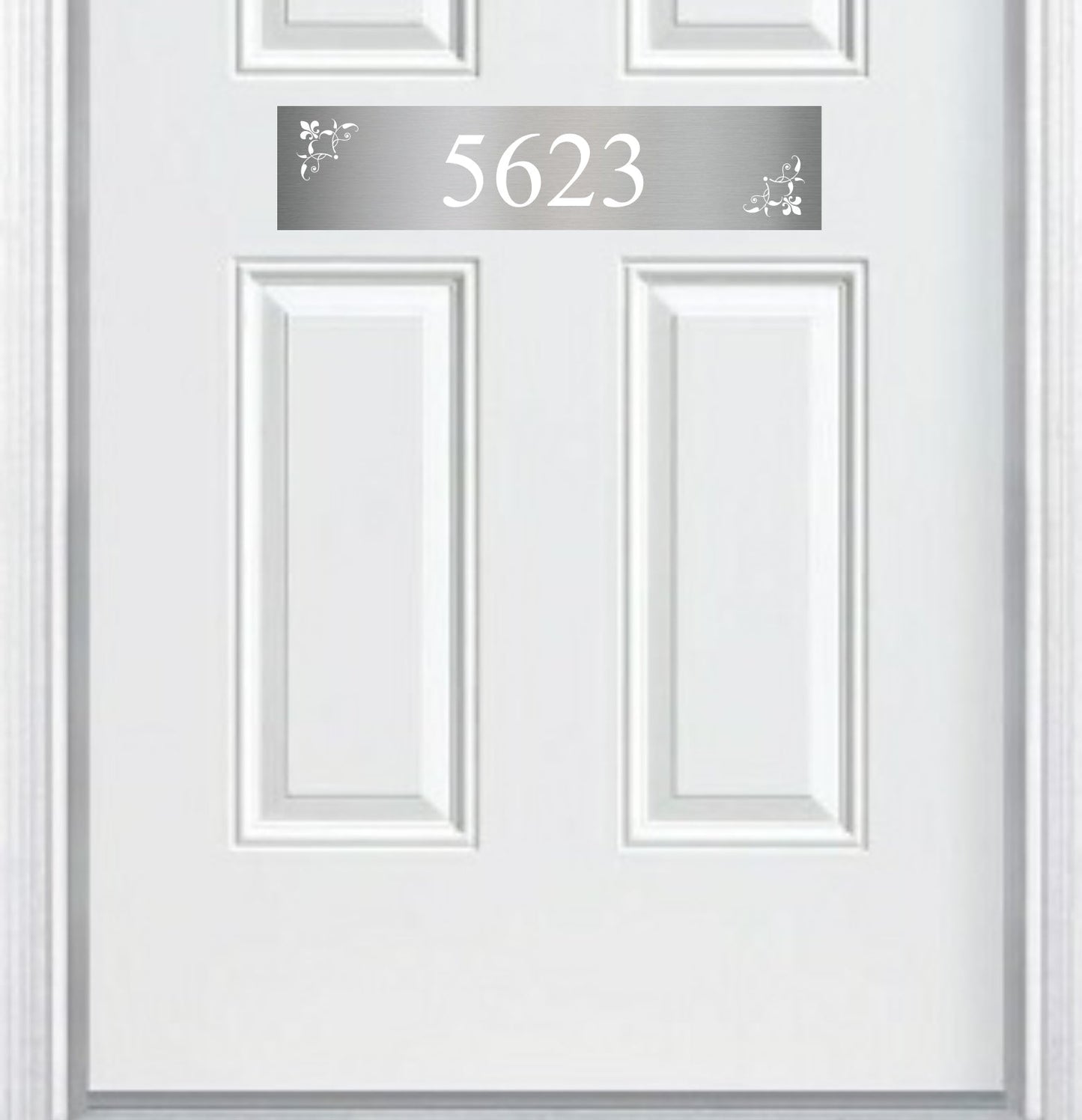 Johnson's Welcome Address Door Accent Plate - Custom Engraved Home Number Sign - Anodized Aluminum