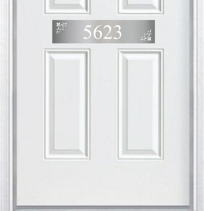 Johnson's Welcome Address Door Accent Plate - Custom Engraved Home Number Sign - Anodized Aluminum