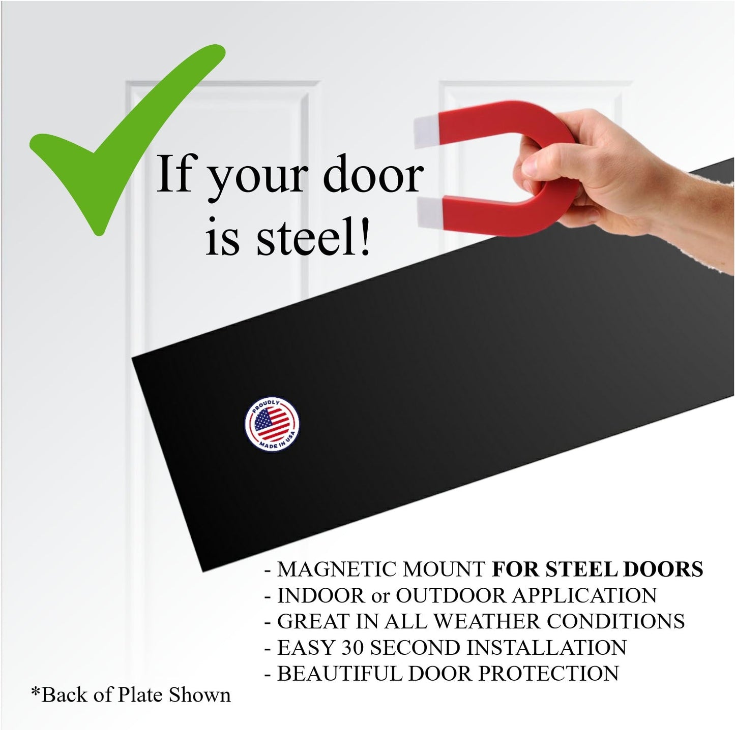 Colonial Home Address Door Kick Plate - Custom Engraved House Numbers