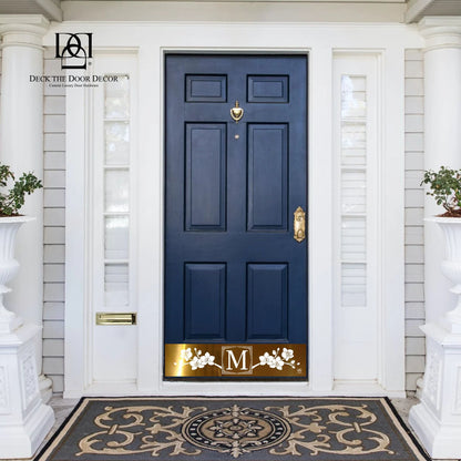 Magnolia Monogram Engraved Door Kick Plate — Floral Personalized Door Protection