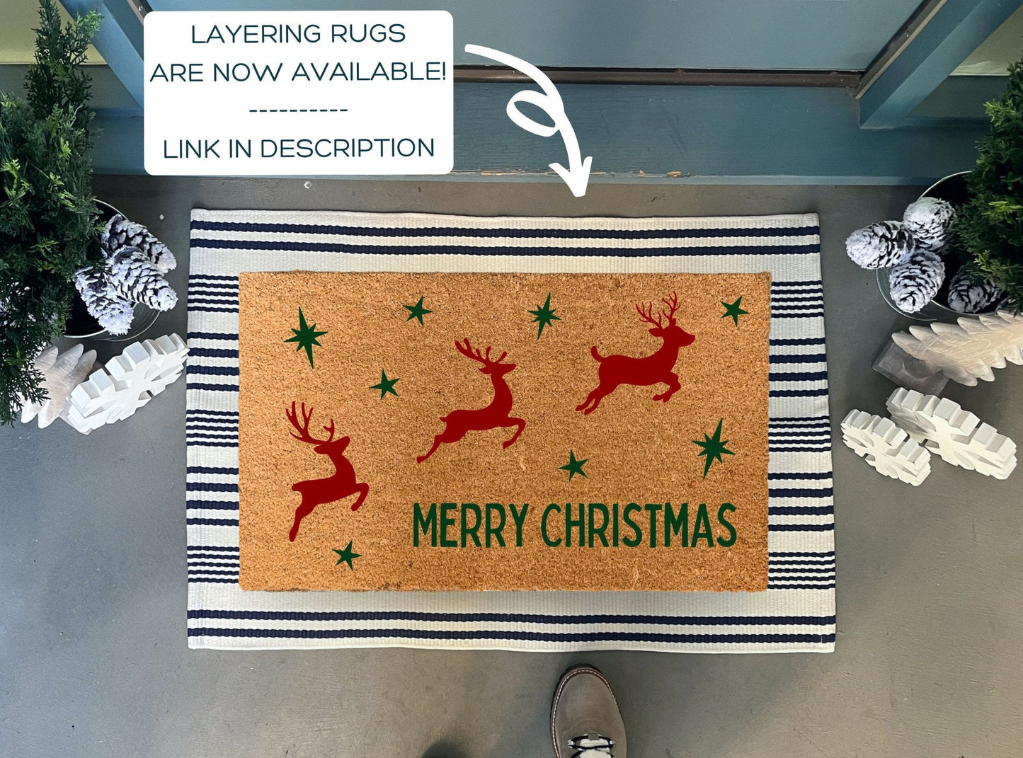 Flying Reindeer Christmas Coir Doormat