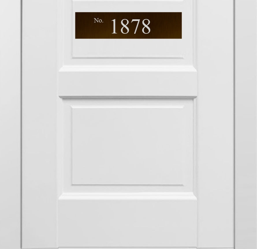 Minimalist Address Door Accent Plate - Custom Engraved Home Number Sign - Multiple Finishes & Sizes