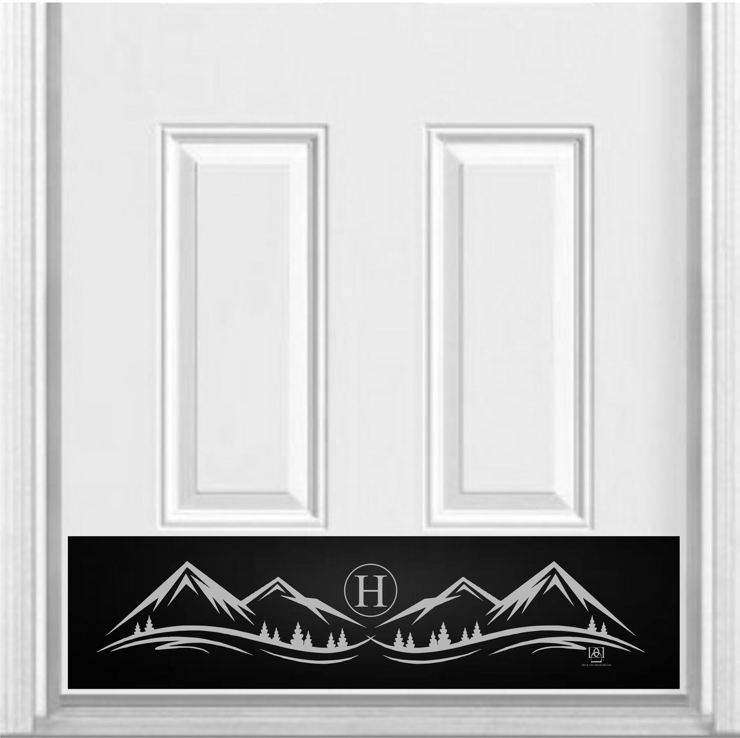 Mountain Monogram Engraved Door Kick Plate — Rustic Personalized Protection