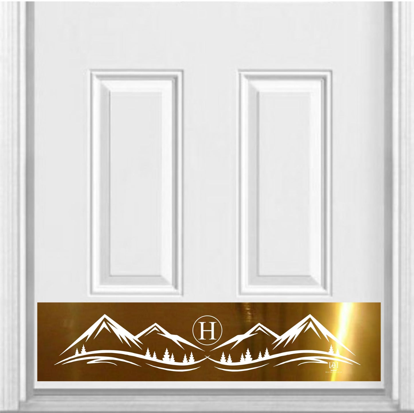 Mountain Monogram Engraved Door Kick Plate — Rustic Personalized Protection