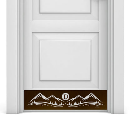 Mountain Monogram Engraved Door Kick Plate — Rustic Personalized Protection