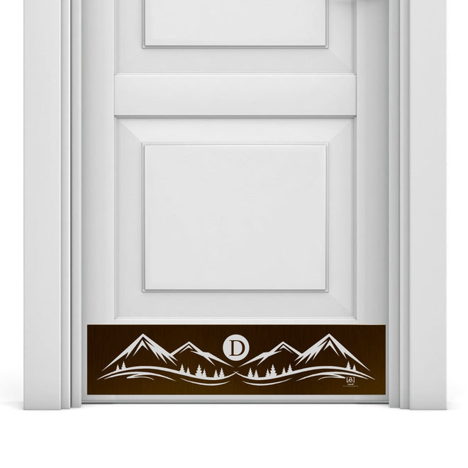 Mountain Monogram Engraved Door Kick Plate — Rustic Personalized Protection