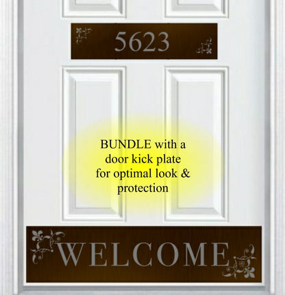 Johnson's Welcome Address Door Accent Plate - Custom Engraved Home Number Sign - Anodized Aluminum