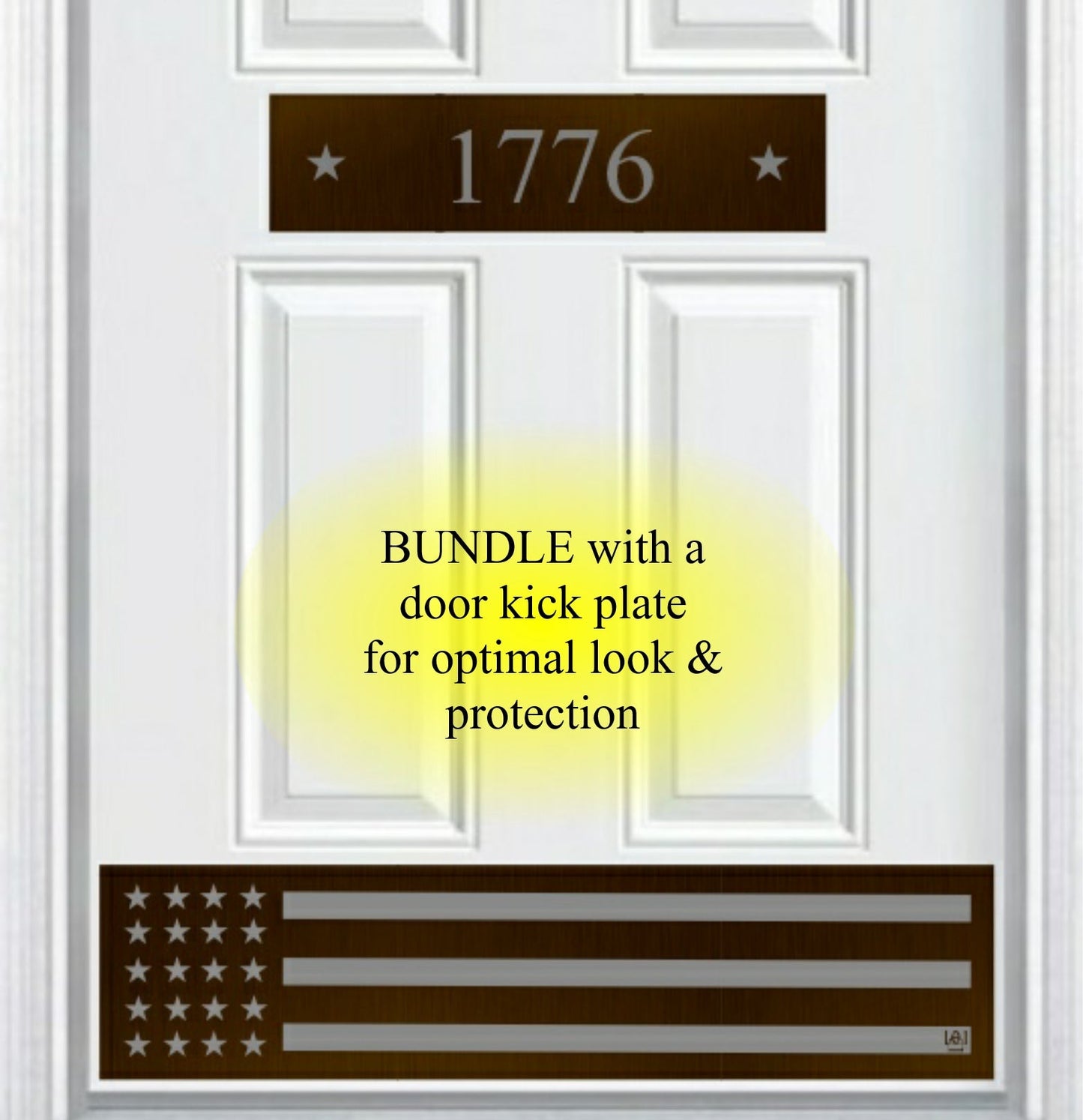 Patriot Star Engraved Address Door Accent Plate - Custom American Home Number Sign - Anodized Aluminum