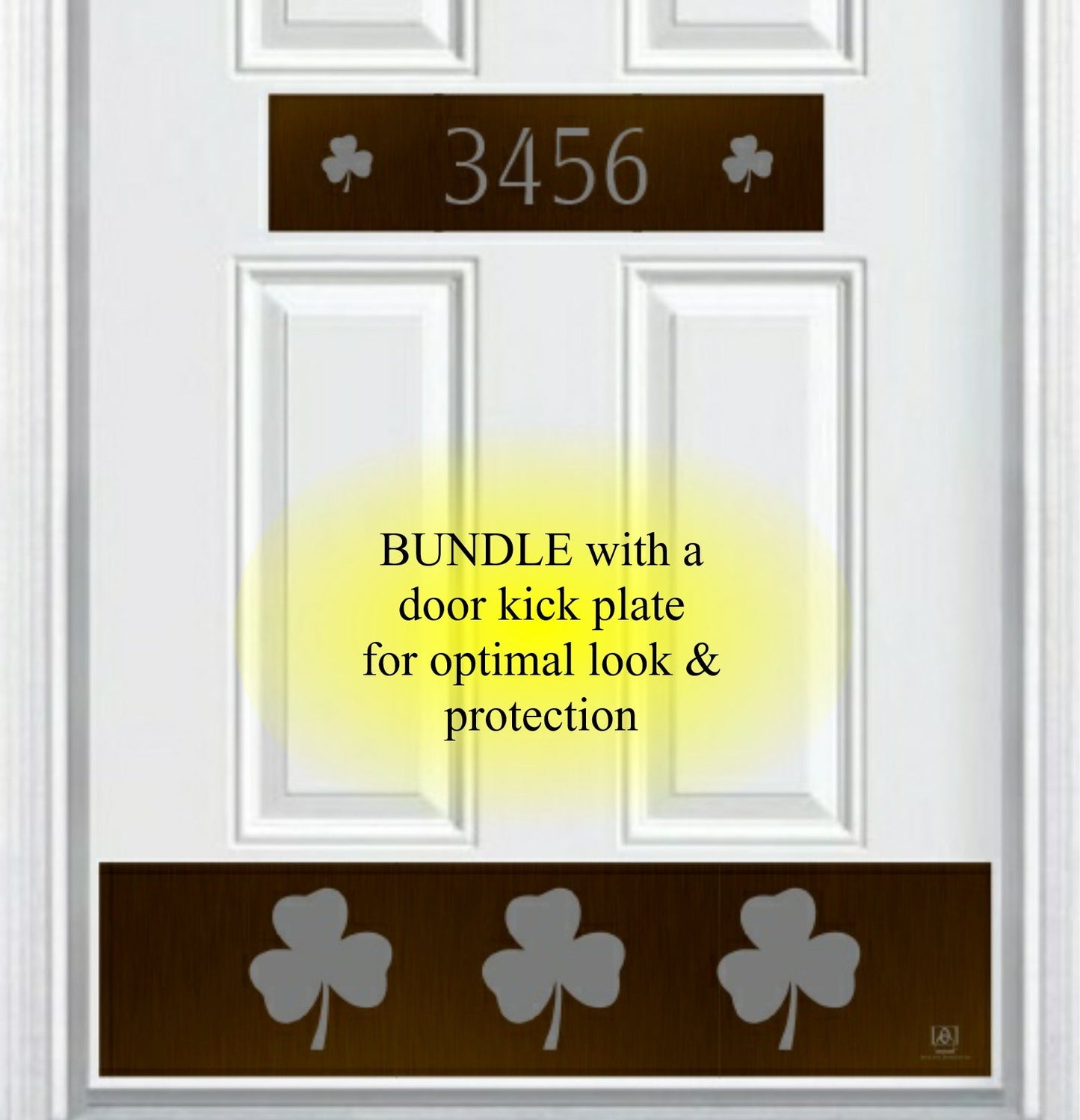 Shamrock Engraved Address Door Accent Plate - Custom Irish Home Number Sign - Anodized Aluminum