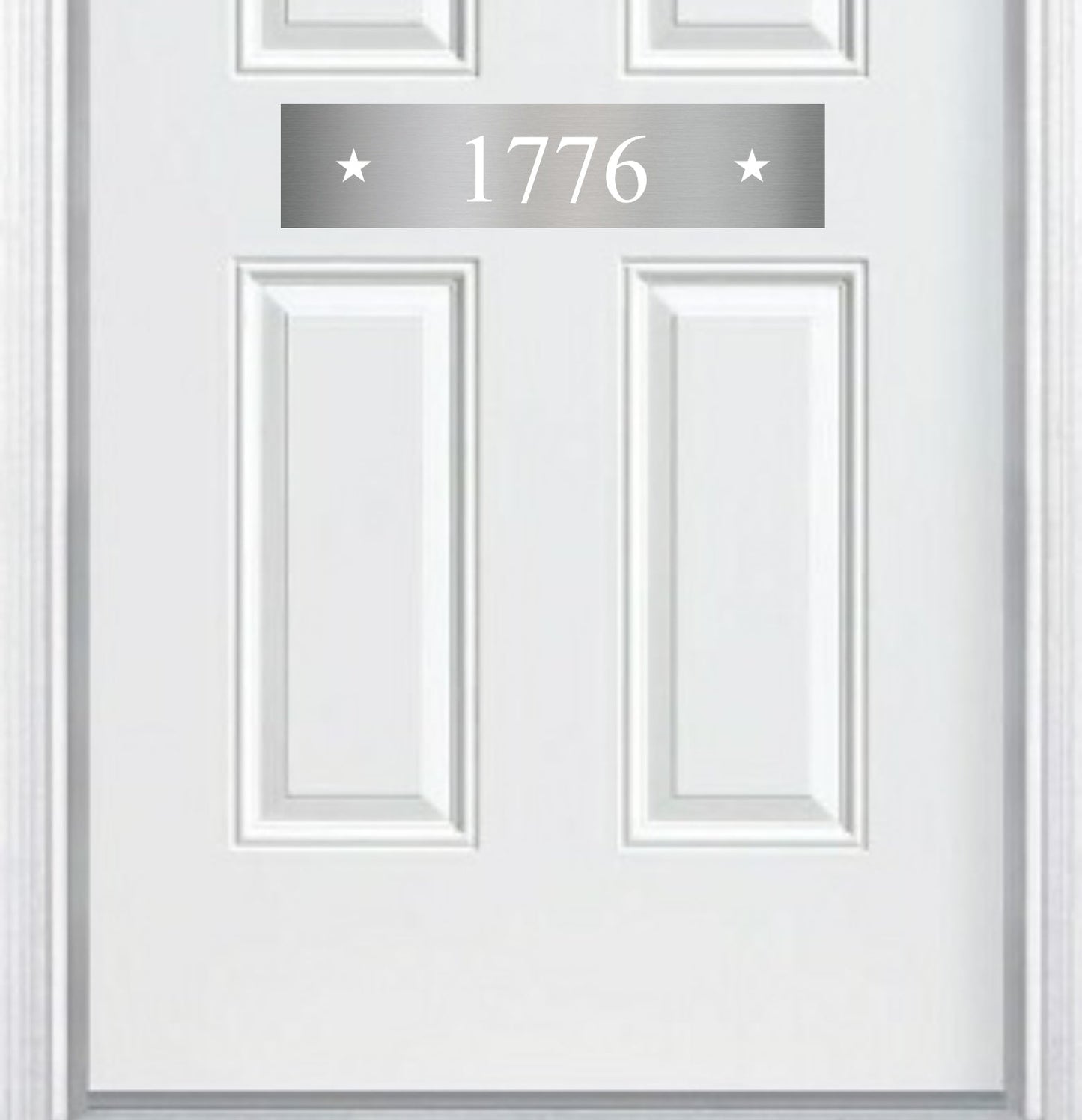 Patriot Star Engraved Address Door Accent Plate - Custom American Home Number Sign - Anodized Aluminum