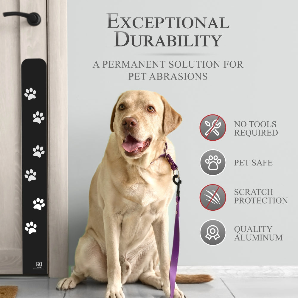 Paw Print Engraved Dog Scratch Protection Plate – Premium Door Guard